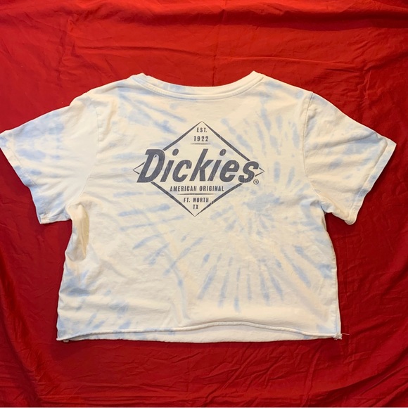 Dickie’s Crop T-Shirt White and Blue Tie Dye Women’s Size Large - Picture 2 of 8